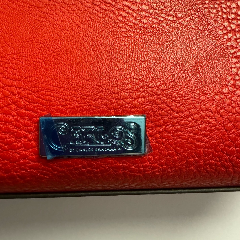 Carlos Santana red faux leather shoulder bag with silver studs - Picture 6 of 12